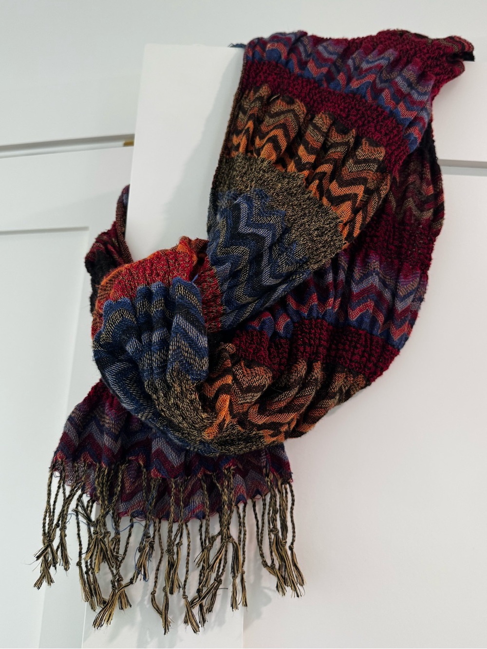 Boho Chevron Fringe Scarf 100% Viscose Multicolor Wrap